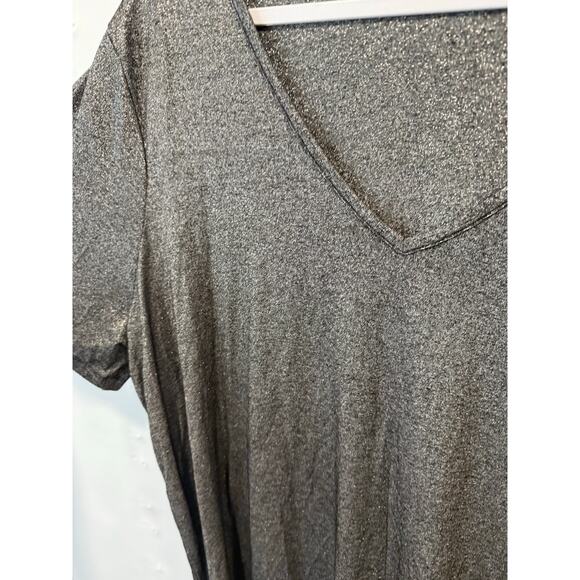 Old Navy XL Luxe Shimmery Black and Silver V Neck Short Sleeve Top - Picture 6 of 6